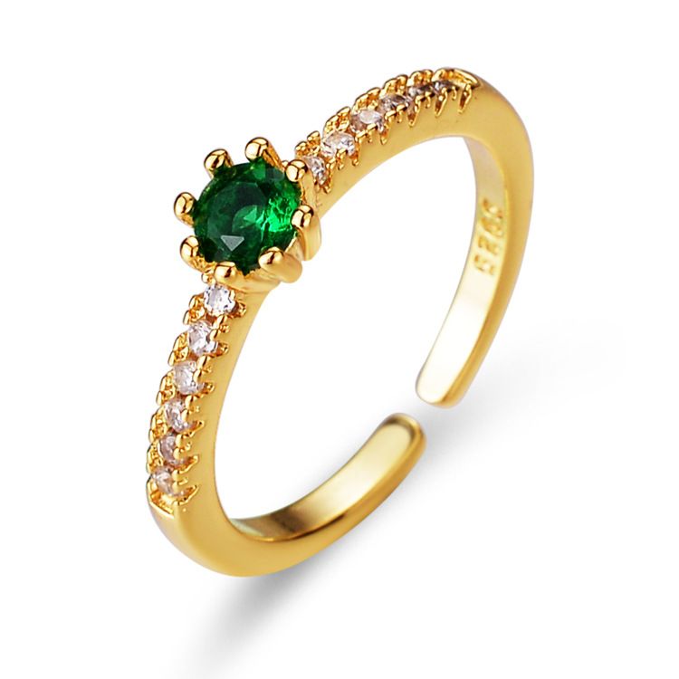 Versión deslumbrante tesoro de color verde con incrustaciones de circonio para mujer, con un diseño moderno y moderno con un_voghion.com