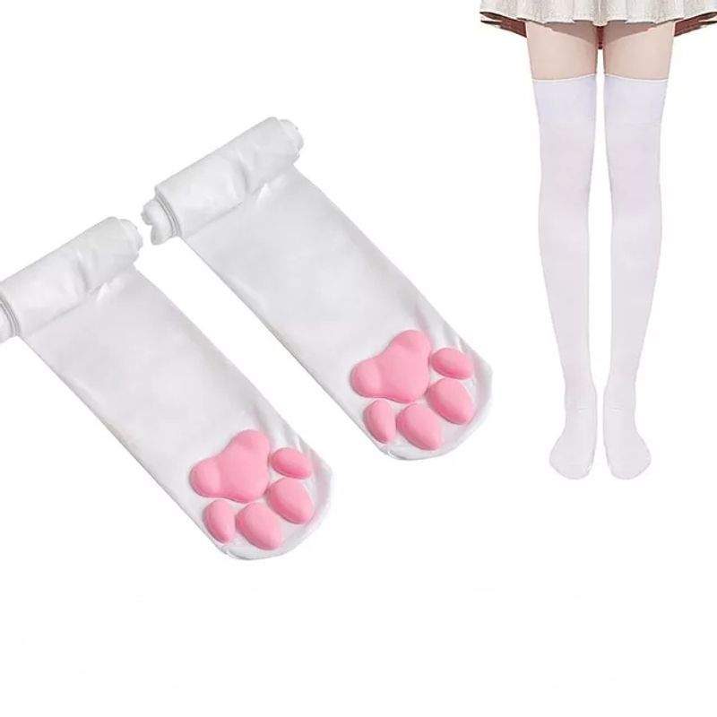 3D Cat Paw Socks for Women Girls Kawaii Cat Claw Toe Beanies Cute Gift Lolita Pawpads Cosplay Cat Paw Pad Thigh High_voghion.com