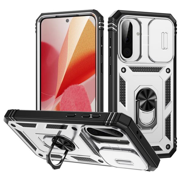 Capa para Samsung Galaxy A56 A36 5G com câmera deslizante 360° e suporte giratório com anel de proteção de nível militar_voghion.com
