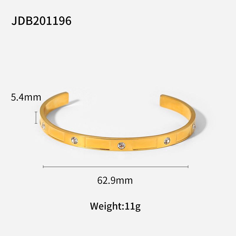 INS Wind Oro Acciaio inossidabile placcato oro Rotondo Zircone Rettangolo Alternato Alla moda e minimalista Donna_voghion.com