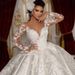Elegantes Brautkleid mit langen Ärmeln und Kathedralenschleppe – Luxuriöses Brautkleid in A-Linie, schlank machende und schmeichelnde Passform für die Braut_voghion.com