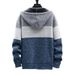 Men's Clothing Spring Autumn Winter New Large Size Loose Sweater Striped Hooded Knitwear Casual Young and Middle-aged Fleece-lined Jacket Thick_voghion.com