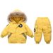 Winter-Steppjacke und -hose für Kleinkinder – Weicher Daunenmantel mit abnehmbarem Schritt für Jungen und Mädchen (Grün/Beige/Gelb/Rot, 80–100 cm)_voghion.com