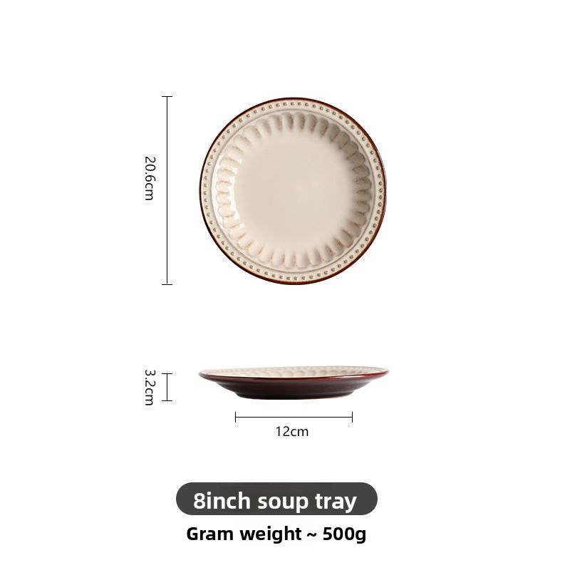 Sheri American Bowl And Plate Set For Home Use, Creative Rice Bowl, Flat Dish European Style Ceramic Western Dining_voghion.com