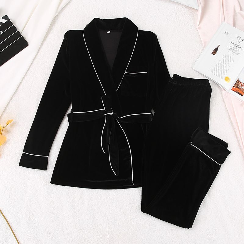 Women's clothing Comfort pajamas set cashmere thermal underwear Cardigan women's loungewear nightgown_voghion.com