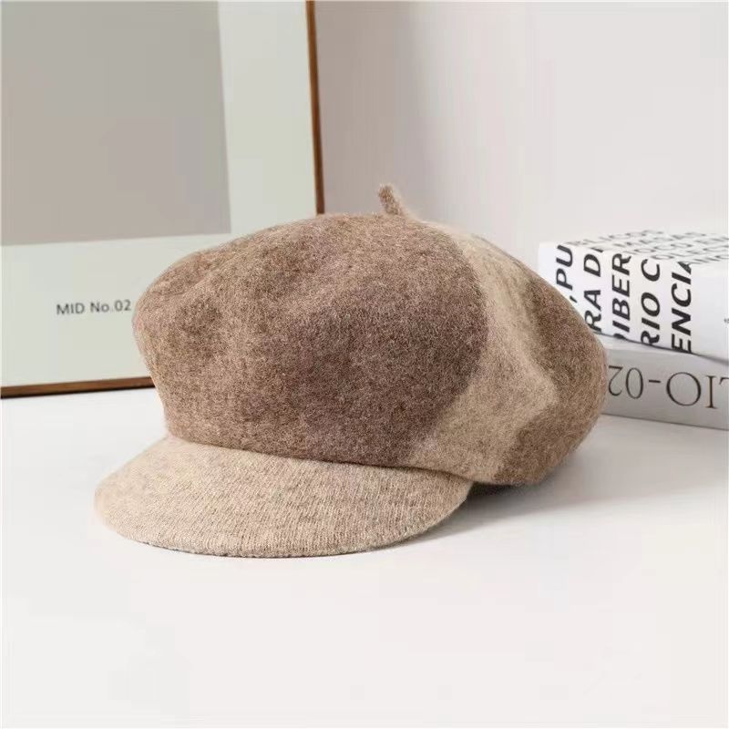 fashion Octagonal Women's Hat, 2025 Fall And Winter New Models, High-end Thickened Warm British Style Duckbill Hat, Face Shape_voghion.com