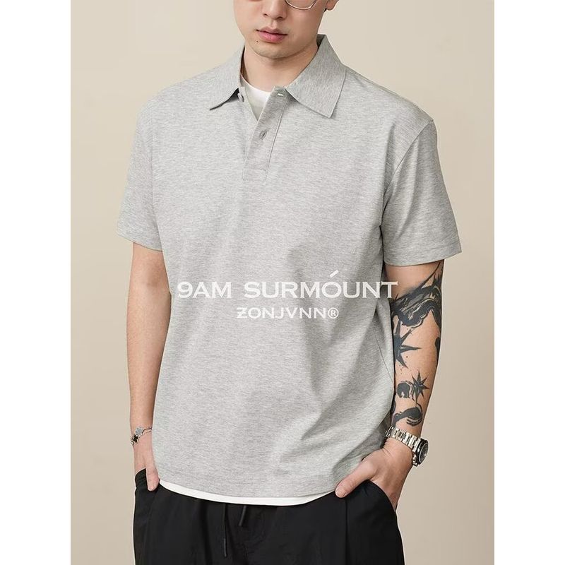 Herenkleding Overhemd Revers Korte Mouw Gebreide Trui Old Money Stijl Losjes Gevoel Brits Zakelijk Slim_voghion.com