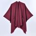 K New Women's Warm Cloak Simple Double-sided Solid Color Split Outerwear Shawl_voghion.com