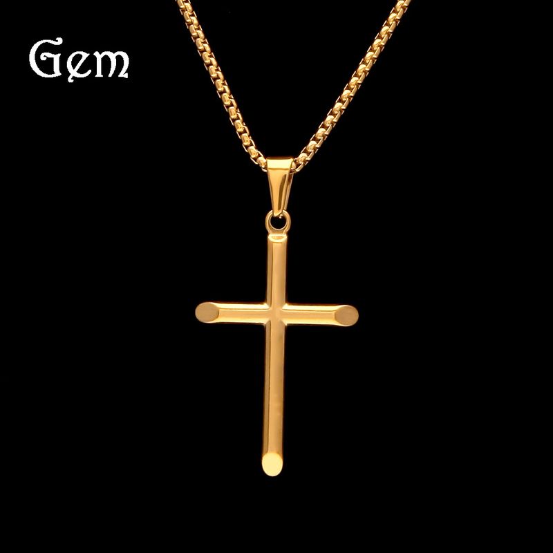 Pingente de cruz hip-hop moderno com retenção de cor a vácuo, joia simples masculina, pingente de cruz_voghion.com