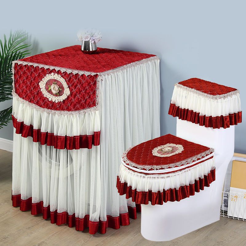 Set huse antipraf pentru toaletă și mașină de spălat cu role, capac și capac pentru rezervor de apă, pânză de protecție decorativă pentru mașină de spălat_voghion.com