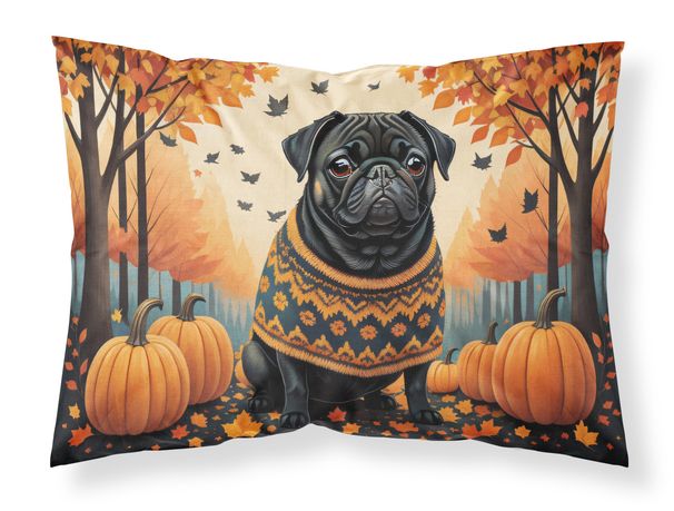 Black Pug Fall Standard Pillowcase Lightweight Super Soft Easy Care Decorative Artwork Pillowcase, Standard_voghion.com
