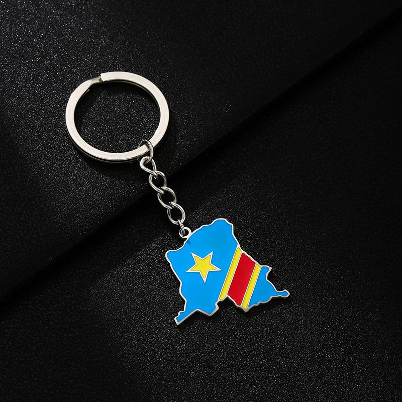 Democratic Republic Of Congo Map Flag Keychain - Titanium Steel National Symbol For Men & Women_voghion.com