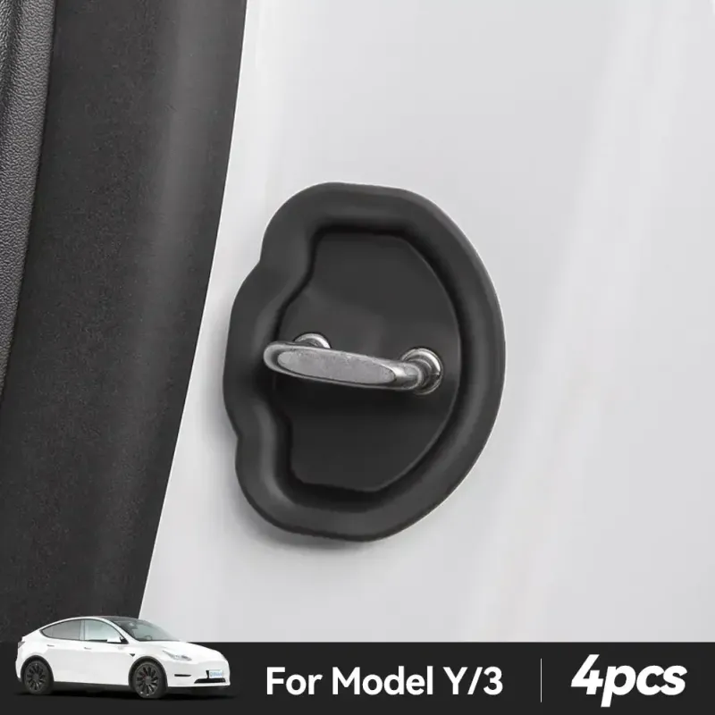 4 stücke Stumm Dämpfung Kissen Silikon Schloss Schnalle Auto Tür Anti-kollision Schutzhülle für Tesla 3 Modell Y_voghion.com