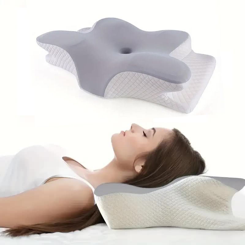 MemoryFoamPillowsButterflyShapedRelaxingCervicalSlowReboundNeckPillowPainReliefSleepingOrthopedicPillowBeding_voghion.com