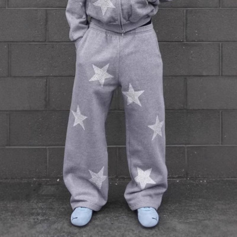 New Trend Brand Street Hip Hop Fashion Printing Loose Casual Sweatpants Sweatshirt_voghion.com