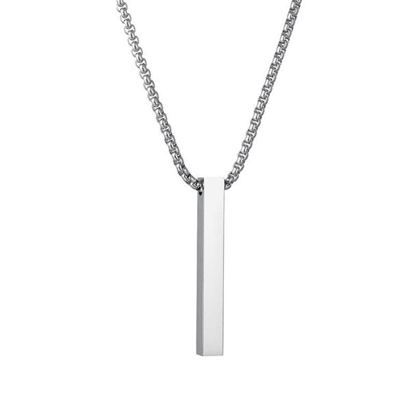 Colares com Pingente NUOBING Moda Clássico Retângulo Charme Colar Aço Inoxidável Caixa Corrente Mulheres Homens Jóias Presente_voghion.com
