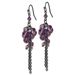1928 Jewelry Black-plated Smokey Purple Glass Faceted Beads Cluster Dangle Earrings_voghion.com
