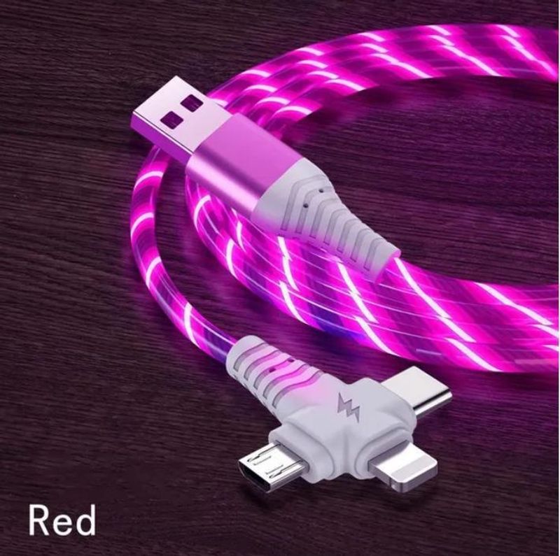Cablu încărcător multifuncțional 3 în 1, cablu rapid cu lumină LED, pentru telefon Android, iPhone, Samsung, Huawei, Xiaomi, Realme, OnePlus, tabletă etc._voghion.com