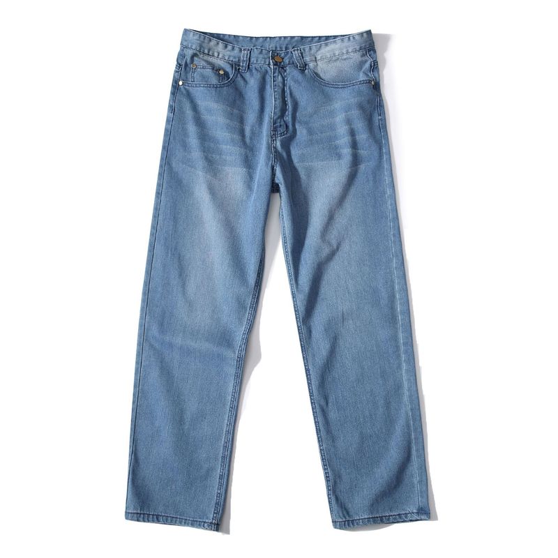 Vêtements pour hommes bleu clair grande taille Jeans hommes amples décontractés tendance Hip Hop Hip Hop pantalons pantalons de skateboard élastiques_voghion.com