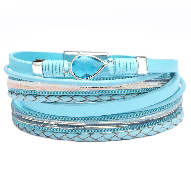 Braccialetto versatile alla moda, multistrato, con doppio anello, in pelle PU, con chiusura magnetica, per donne con un senso di_voghion.com