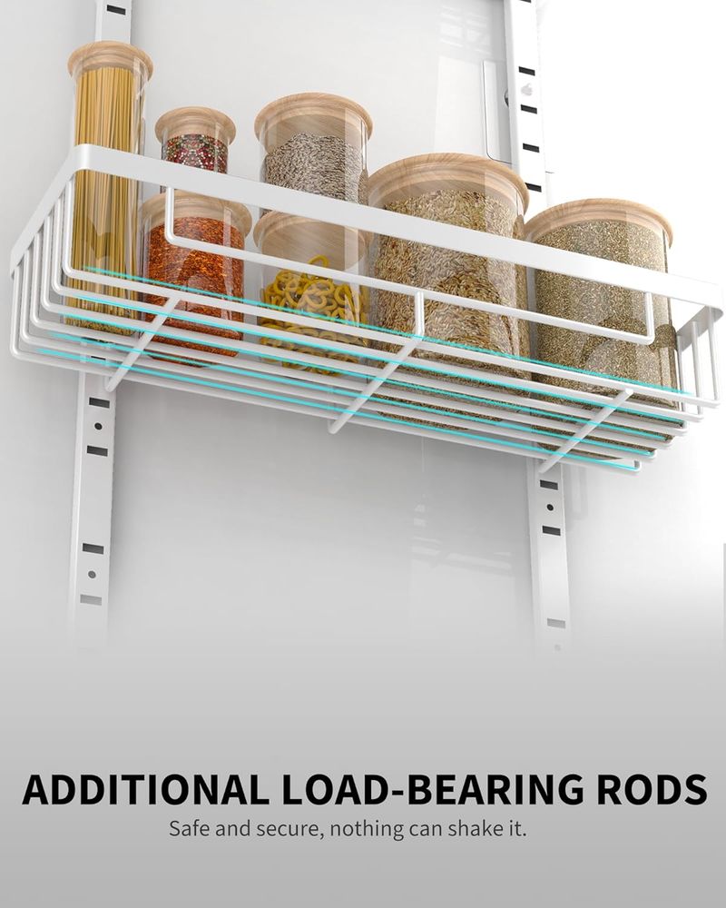 Moforoco White 9-Tier Over The Door Pantry Organizer Black Hanging Basket Wall Spice Rack Home Storage Shelves136_voghion.com
