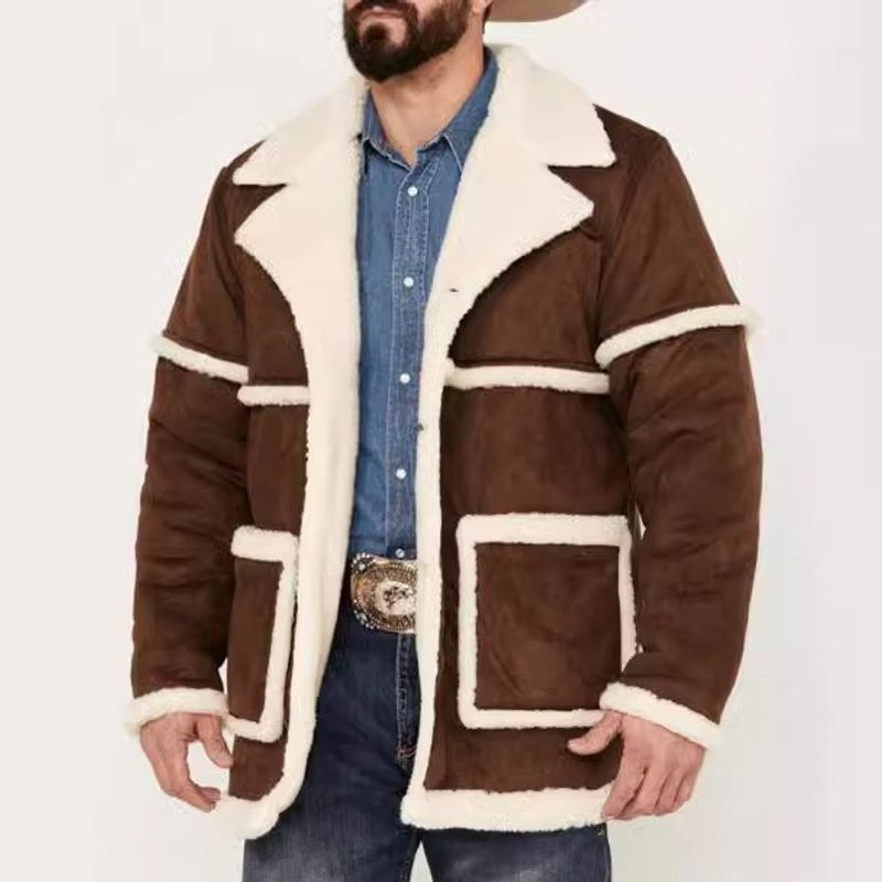Herrenbekleidung Herbst und Winter Plus Samtjacke Mantel Verdickter Herbst und Winter Farblich passende Windjacke im britischen Stil mit Anzugkragen_voghion.com