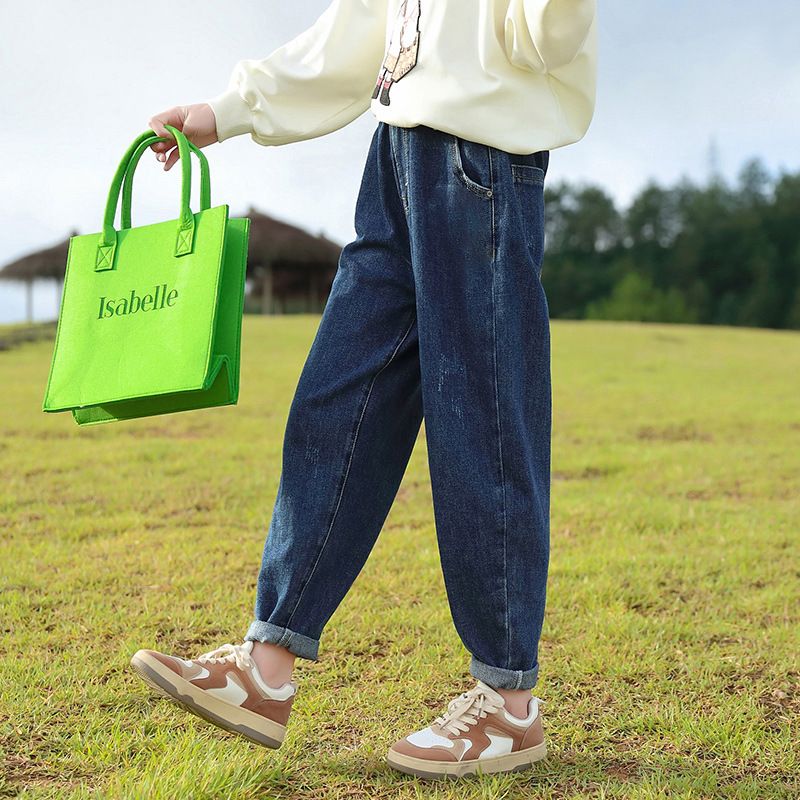 Girls' Autumn Pants Children's Spring And Autumn Loose Jeans Daddy Pants_voghion.com