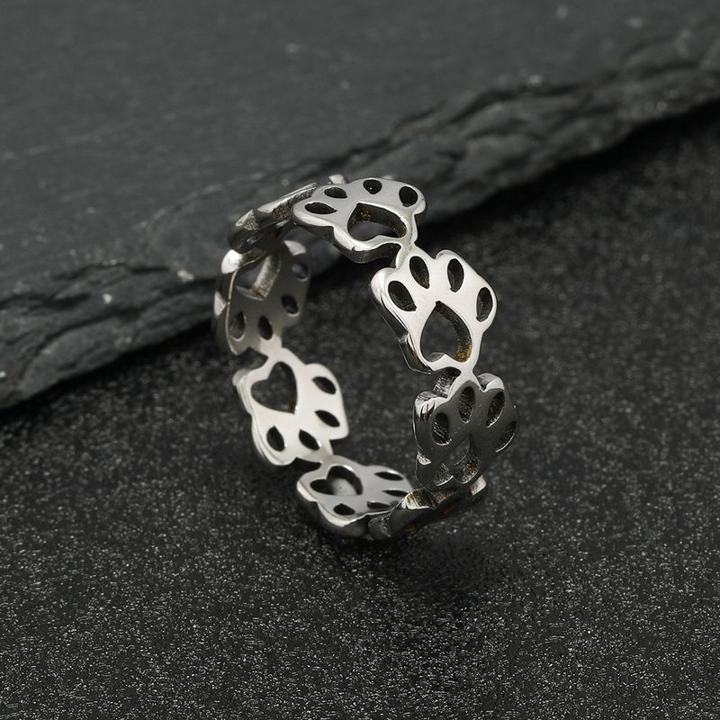 Anello in acciaio inossidabile con impronta di artiglio di gatto cavo, stile artistico, piccolo e fresco accessorio in titanio_voghion.com