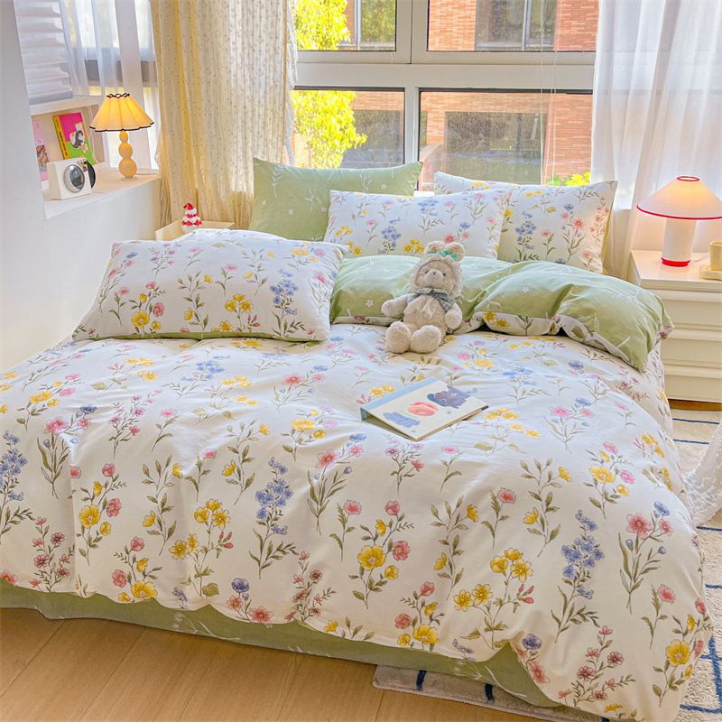 Dekbedovertrekset 100% katoenen beddengoed met verborgen ritssluiting 3-delig, 1 dekbedovertrek en 2 kussenslopen, eenpersoonsbed_voghion.com