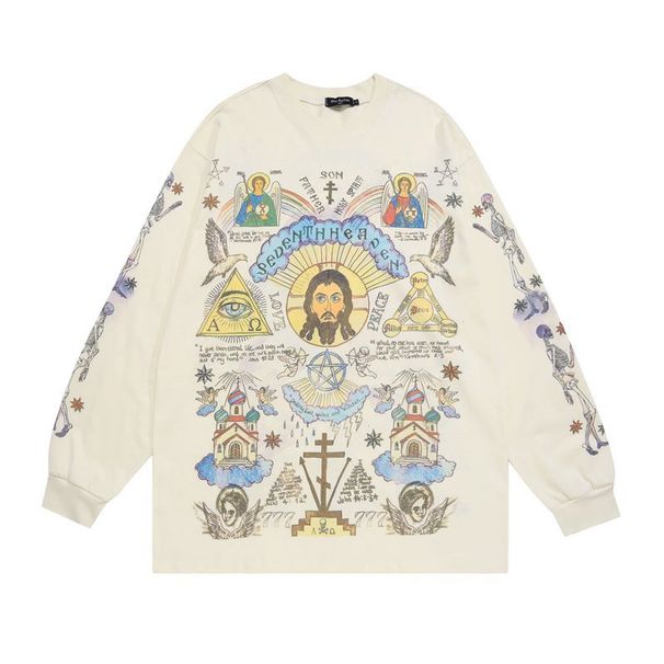 Jiayiku Pánské americké pouliční trendy značkové mikiny s kapucí, nové umělecké malování, kreativní tištěné tričko s dlouhým rukávem pro muže_voghion.com