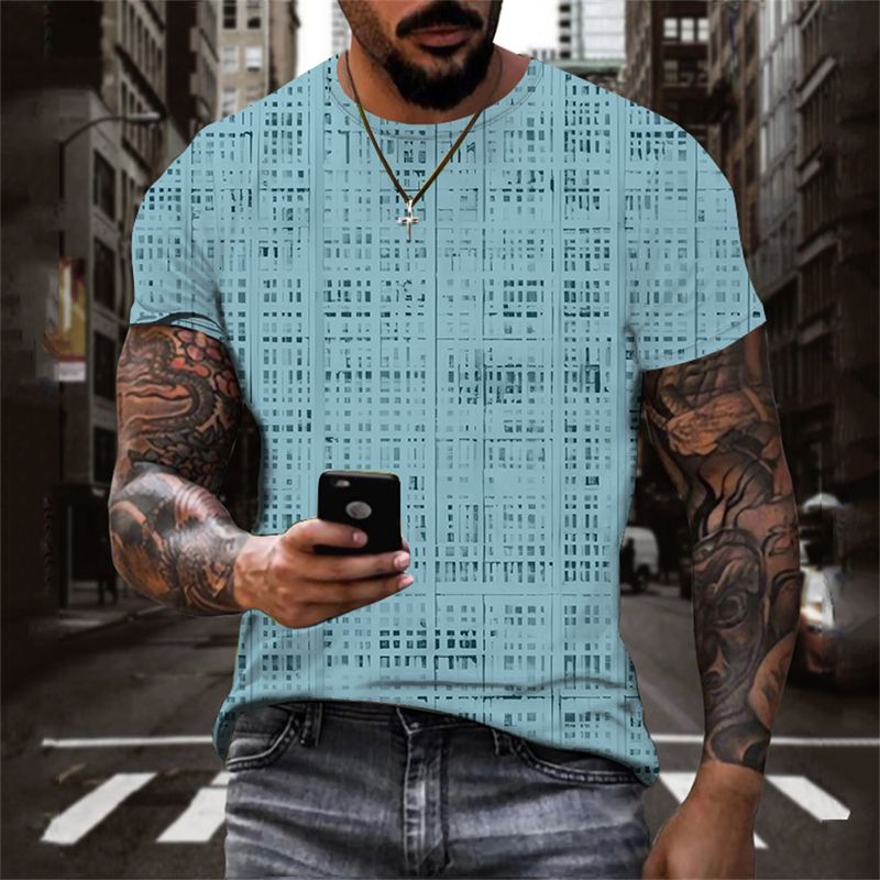 3DT Shirt Mesh-Gewebe Kurzarm bedrucktes T-Shirt Modesportmarke 3DT Shirt_voghion.com