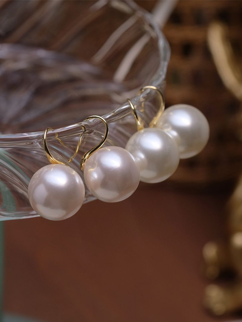 Orecchini pendenti semplici, eleganti e sofisticati, in stile coreano Dongdaemun, con grandi perle, per donne_voghion.com