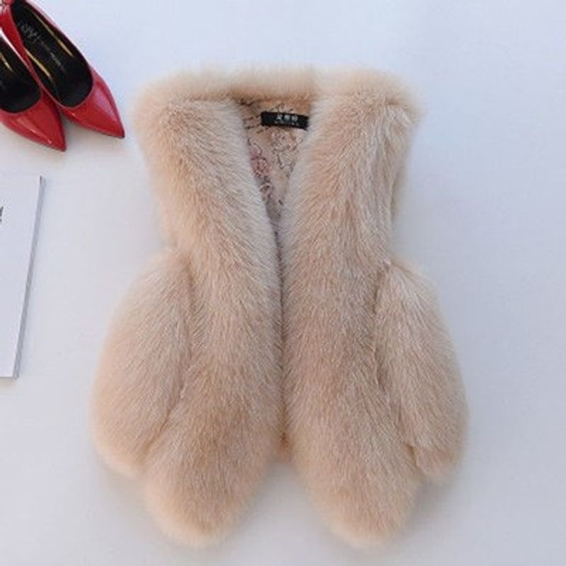 Abbigliamento da donna Gilet di pelliccia finta per donna Gilet di pelliccia di volpe finta per donna Cappotto di pelliccia corto intrecciato_voghion.com