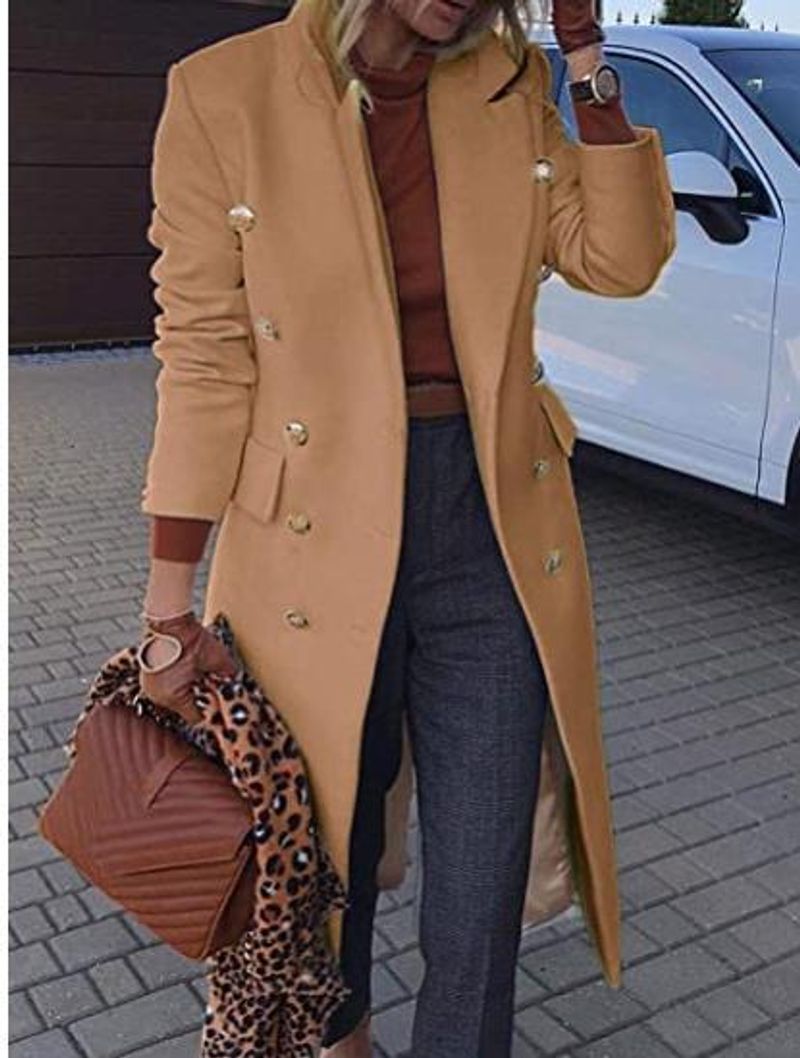 Women's long woolen coat in autumn and winter multi-button wishing woolen coat_voghion.com