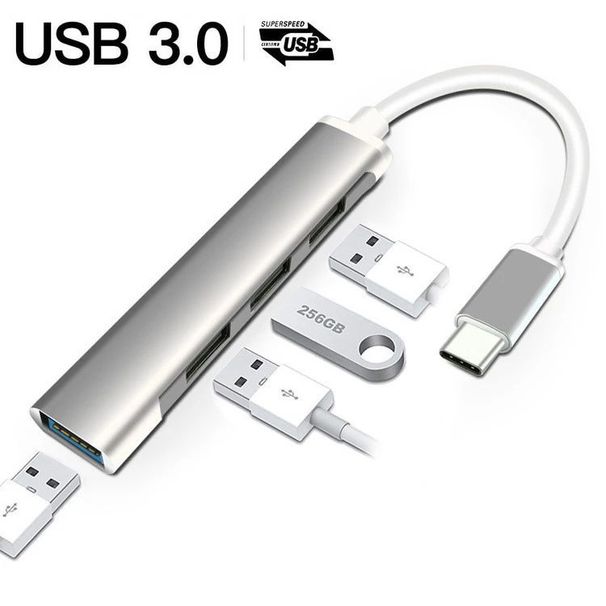 Hub d'extension de type C, station d'accueil, répartiteur USB C un à quatre pour ordinateur, USB 3.0_voghion.com