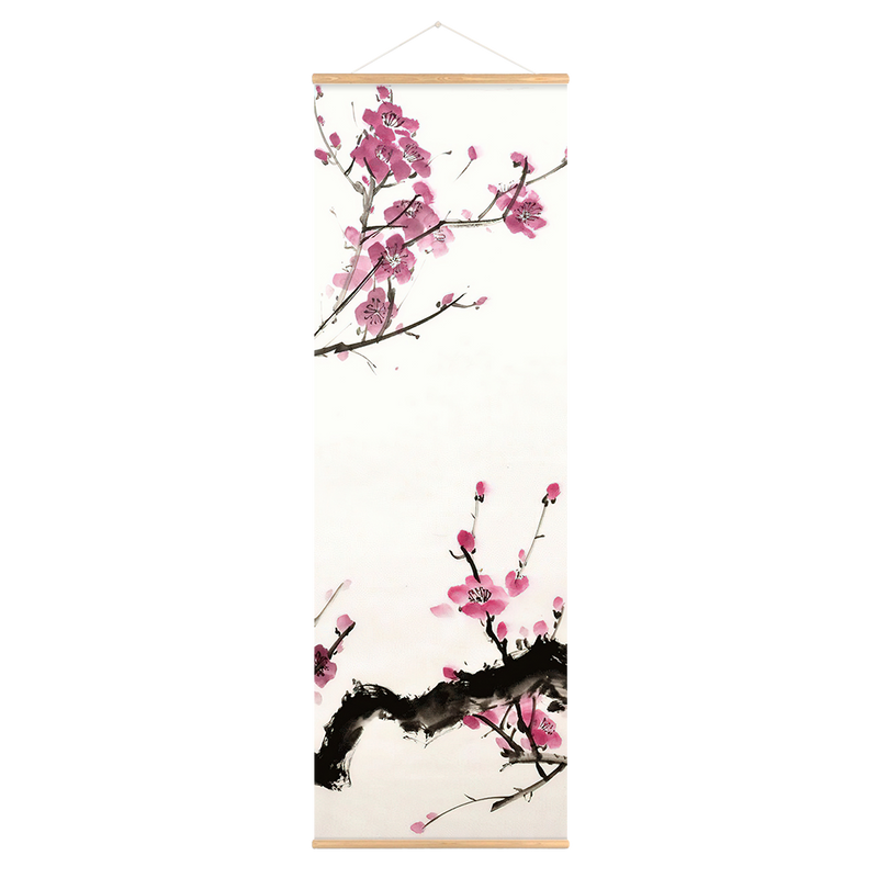 Chinese Plum Blossom Hanging Canvas Poster Vintage Flower Wall Picture Scroll Painting For Living Room Office Decor_voghion.com
