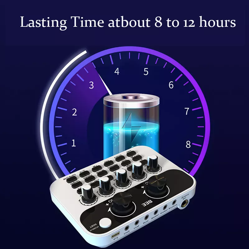 Live Sound Card V8 English Mini Audio Interface Podcast Mixer Suitable For PC Computer Phone Broadcast Recording Effects New_voghion.com