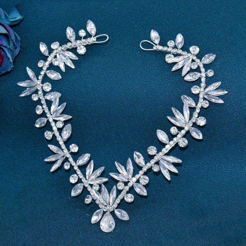 Schmuck und Accessoires Brautkopfschmuck, Strass-Ketten-Stirnband, handeingelegte Diamant-gepresste Haarknoten-Kleid-Accessoires_voghion.com