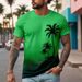 Fornitura transfrontaliera di maglietta a maniche corte in stile hawaiano con albero di cocco per uomo, estiva, con stampa sfumata, stile spiaggia, casual, a maniche corte, da uomo_voghion.com