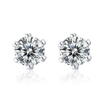 Elegant Moissanite Stud Earrings With 8 Hearts & 8 Arrows Cut, 6-Prong Setting, Hypoallergenic Copper, Perfect For Daily Wear & Special Occasions_voghion.com