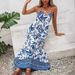 2024 Summer Sexy Backless V-neck Slim Fit Elegant Floral Strap A-line Beach Dress_voghion.com