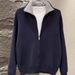 Men's Winter Zip-Up Cardigan Sweater – Thick Knit Lapel Jacket, Warm Fleece Lined, Casual Commuter Style (Navy Blue/Apricot, M-3XL)_voghion.com