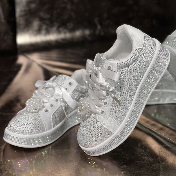Dames casual sneakers met strass en dikke zool - sprankelend diamantontwerp voor dagelijks comfort (maat 35-43, wit)_voghion.com