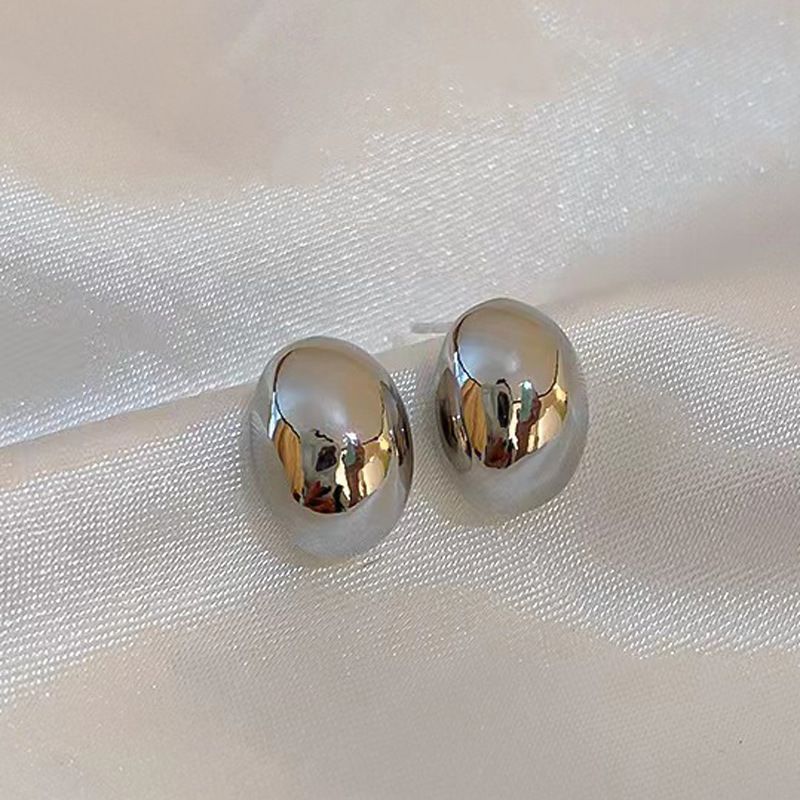 Prave pozlaćene srebrne igličaste male zlatne naušnice s grahom, mrežaste crvene metalne naušnice, jednostavne i svestrane naušnice, nakit_voghion.com