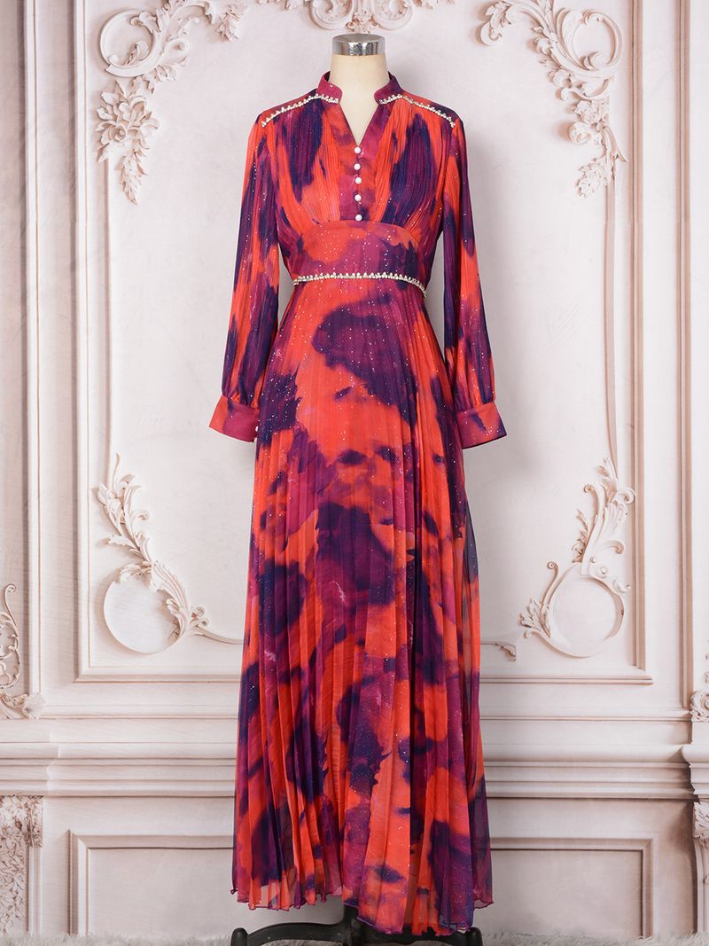 Vestido de festa feminino muçulmano, novo estilo, moda verão, manga comprida, solto, diamante, rosa_voghion.com