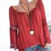 Schulterfreie Bluse mit Spitzenbesatz – Atmungsaktives, leinenähnliches Langarm-Top mit Bindedetail (Weiß/Schwarz/Rosa/Rot/Grau/Braun, S-XXL, Boho & Casual)_voghion.com