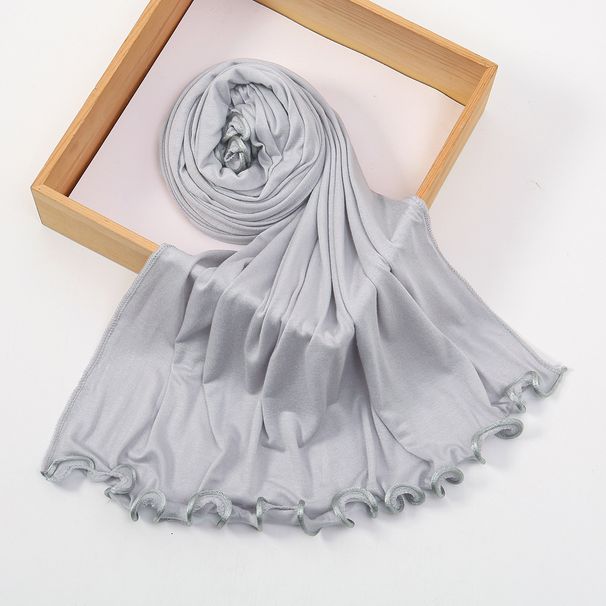 Women's Scarves Ethnic Style Solid Color Wood Ear Edge Mercerized Cotton Ladies Headscarf Malay Light Simple And Comfortable Long Head Wrap Shawl_voghion.com