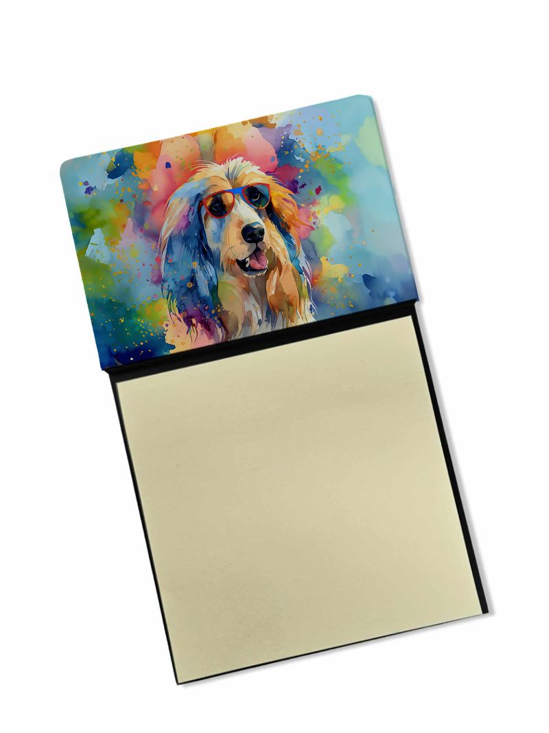 NEW Afghan Hound Hippie Dawg Sticky Note Holder Refillable Dispenser Self-Sticky Note Pads, Memo Pads Blank Desk Accessories_voghion.com