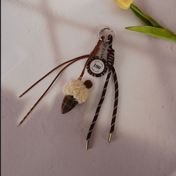 Dije para bolso, colgante de cuerda trenzada, nuevo colgante de tela con forma de helado de peluche color café, llavero para coche, colgante para bolso._voghion.com