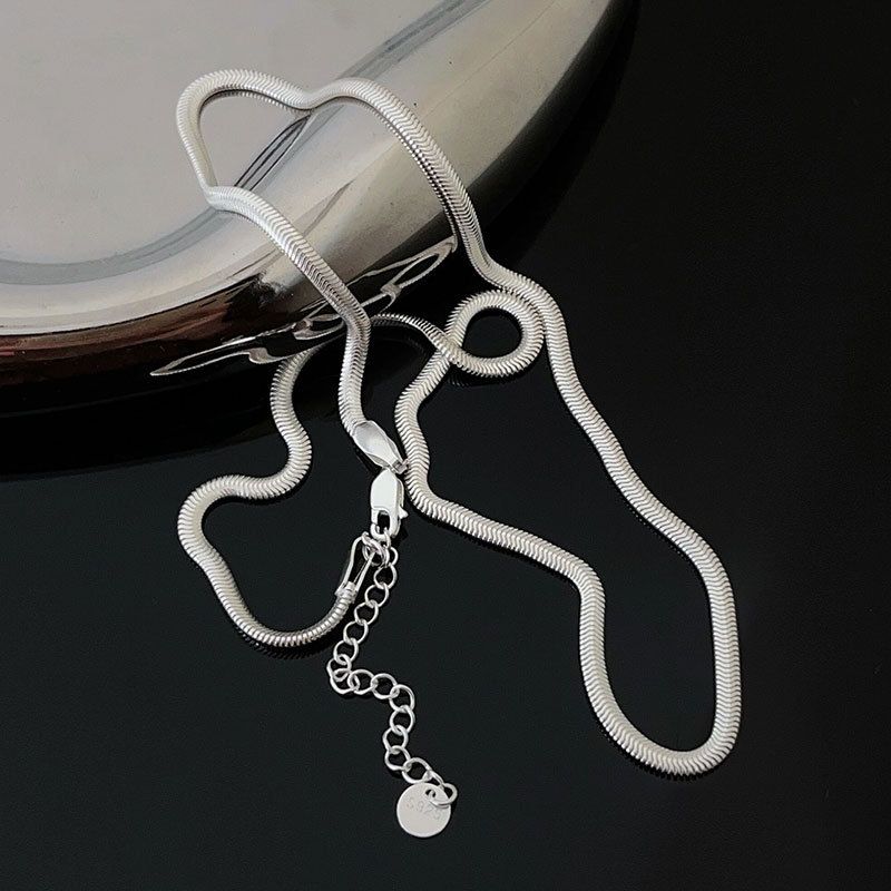 Collana in argento sterling pesante con osso di serpente piatto, nuova moda per donna, tutta abbinata a catena vegetariana_voghion.com
